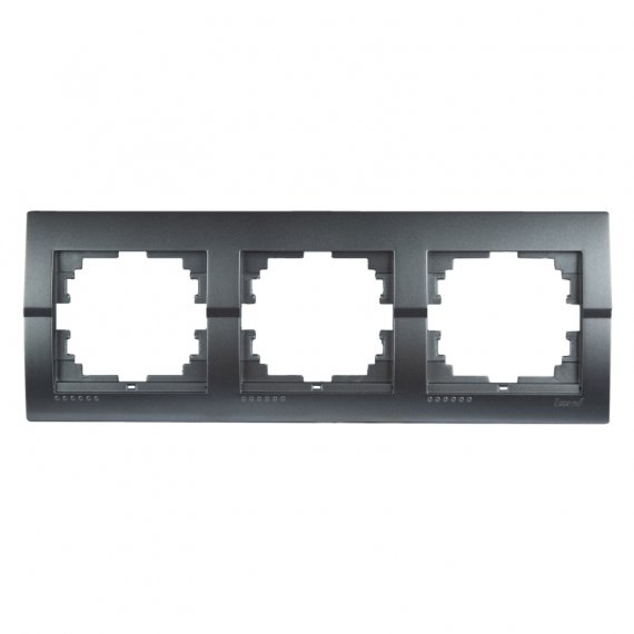 Фотография товара 'Lezard 702-2900-148 DERIY Рамка 3-ая горизонтальная темно-серый металлик'