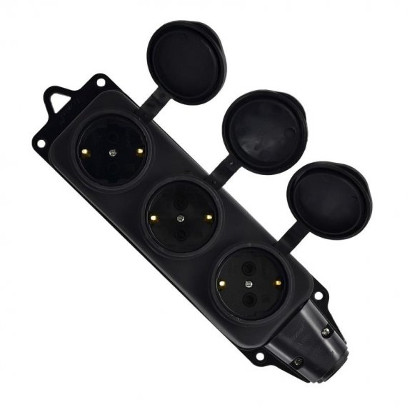 Фотография товара 'Lezard Розетка наружной установки тройная с заглушками 2Р+РЕ 1х16А 220-240V, 106-0400-0101/101'