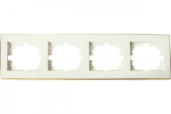 Фотография товара 'Lezard 703-0326-149 RAIN Рамка 4-ая гориз. с вст. цв. бежевый + золото'