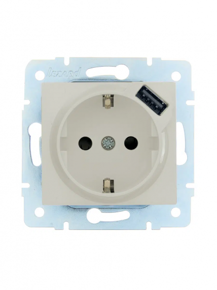 Фотография товара 'Lezard 7081-0388-181 ASTI Розетка с/з + USB разъём'