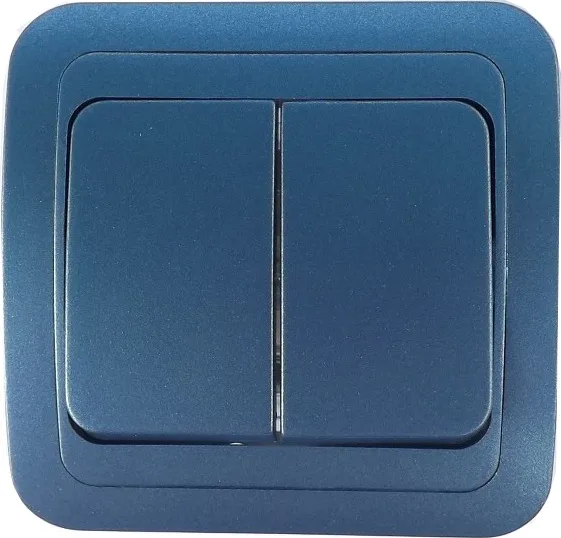 Фотография товара 'Lezard 701-1212-106 MIRA Выключатель проходной двойной метал синий со вставкой'
