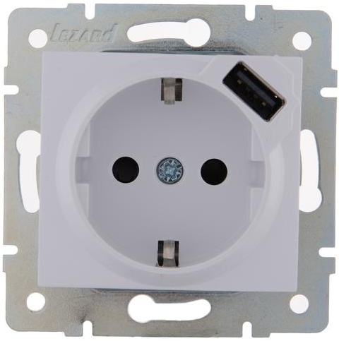 Фотография товара 'Lezard 742-4388-181 VESNA Розетка с/з + USB разъём'