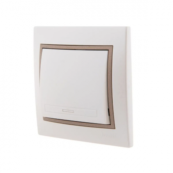 Фотография товара 'Lezard 701-3031-105 MIRA Выключатель проходной Жемчужно-белый металлик/Светло-коричневый металлик'