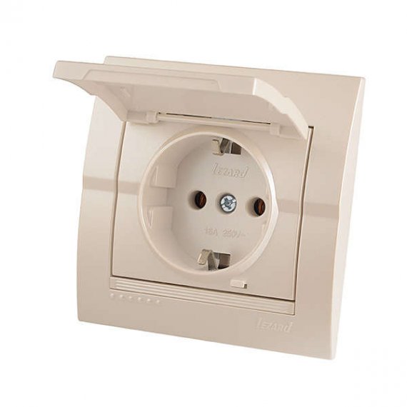 Фотография товара 'Lezard DERIY Розетка с заземлением и крышкой керамика, 702-3030-123'
