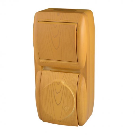 Фотография товара 'Lezard NATA Выключатель и розетка с заземлением, с крышкой, 710-0700-172'