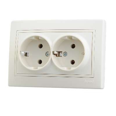 Фотография товара 'Lezard MIRA Розетка двойная с заземлением керамика, 701-0303-127'