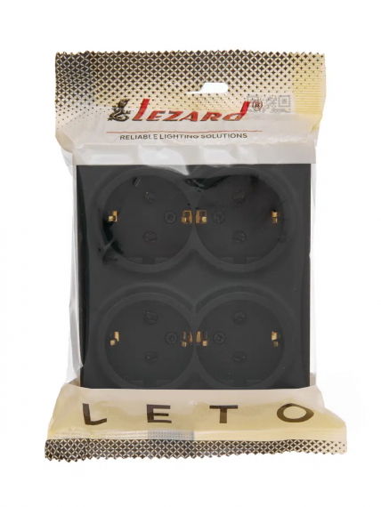 Фотография товара 'Lezard 752-4200-127BDP LETO Розетка четверная с/з закрытый корпус ПБТ'