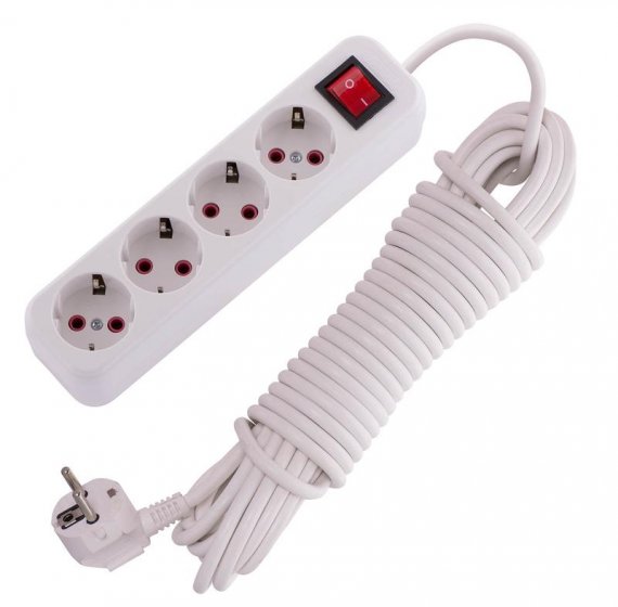 Фотография товара 'Lezard LILA Удлинитель с заземлением 4 входа 10 метров с выключателем, 720-0410-402'