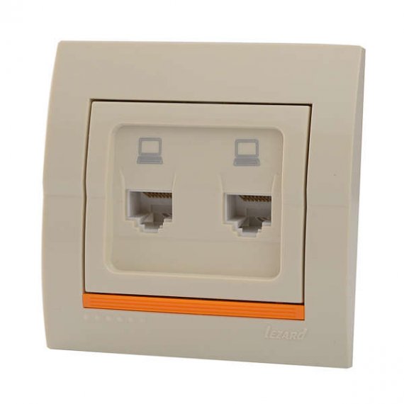 Фотография товара 'Lezard DERIY Розетка компьютерная двойная, 702-0303-141'