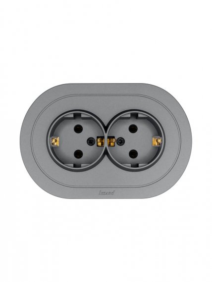 Фотография товара 'Lezard 744-7400-127B OSEN Розетка двойная с/з ПБТ серый матовый OSEN'