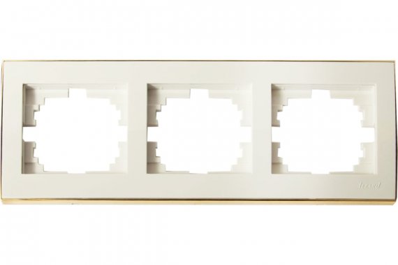 Фотография товара 'Lezard 703-0326-148 RAIN Рамка 3-ая гориз. с вст. цв. бежевый + золото'