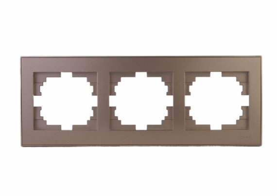 Фотография товара 'Lezard 703-3126-153 RAIN Рамка 3-ая верт. с вст. цв. бронза матовый + золото'