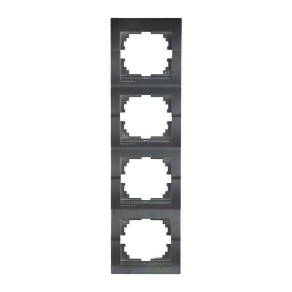 Фотография товара 'Lezard 702-2900-154 DERIY Рамка 4-ая вертикальная темно-серый металлик'