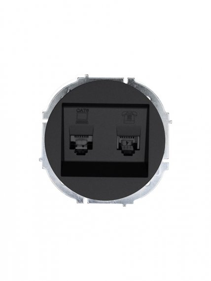 Фотография товара 'Lezard 743-4288-144 OSEN Розетка компьютер+телефон чёрный бархат с модулем Cat 6'