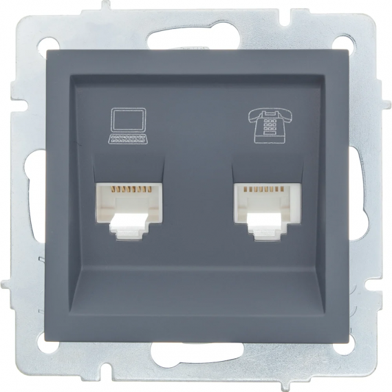 Фотография товара 'Lezard 742-3488-138 VESNA Розетка телефонная двойная евро'