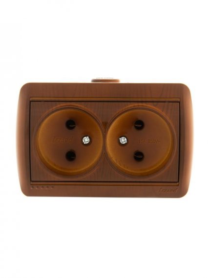 Фотография товара 'Lezard NATA Розетка двойная без заземления закрытый корпус керамика, 710-0800-128'