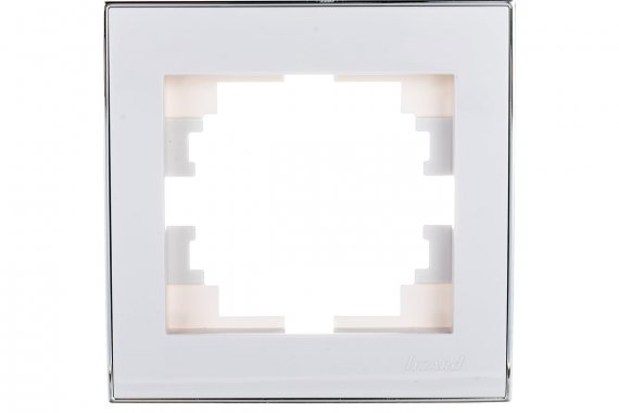 Фотография товара 'Lezard 703-0225-146 RAIN Рамка 1-ая горизонтальная б/вст белая с бок. вст. хром'