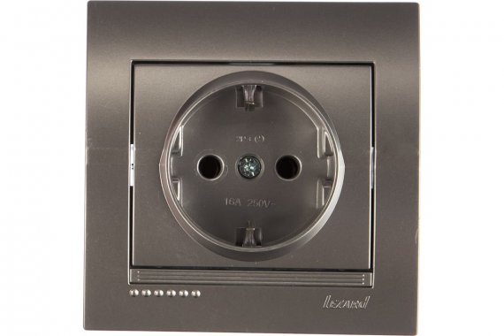 Фотография товара 'Lezard 702-2828-122B DERIY Розетка с/з серебристый металлик'