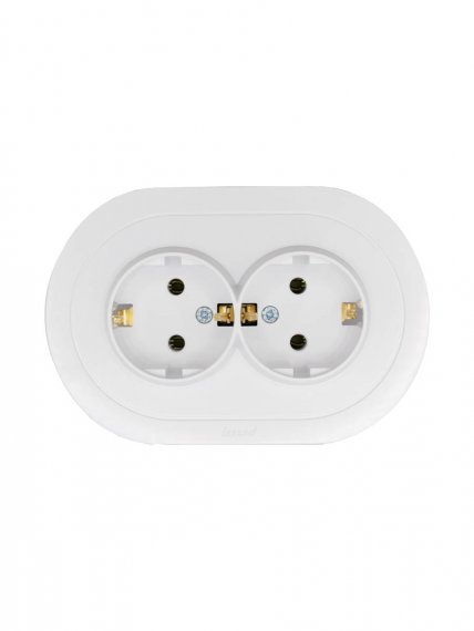 Фотография товара 'Lezard 744-0200-127B OSEN Розетка двойная с/з ПБТ белый круглая'