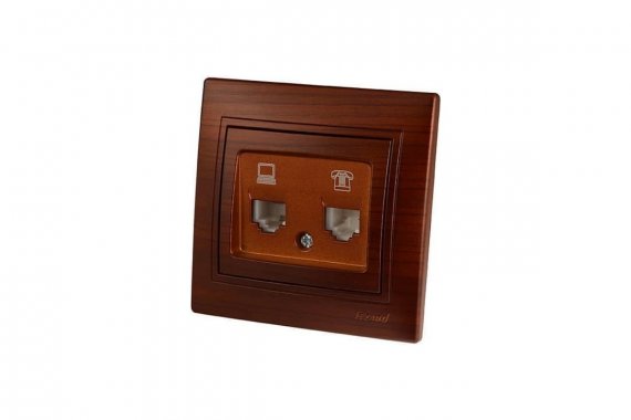 Фотография товара 'Lezard 701-0505-143 MIRA Розетка компьютер+телефон махагон'