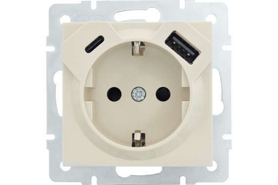Фотография товара 'Lezard 742-0388-181TC VESNA Розетка с/з TC+USB разъём'