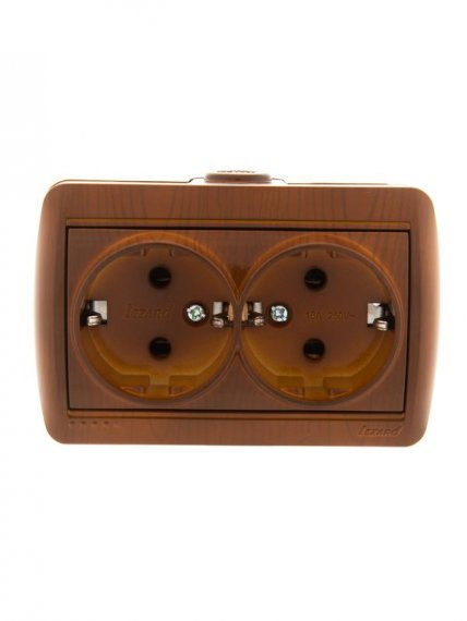 Фотография товара 'Lezard NATA Розетка двойная с заземлением закрытый корпус керамика, 710-0800-127'