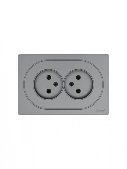 Фотография товара 'Lezard 743-7400-128B OSEN Розетка двойная б/з ПБТ серый матовый'
