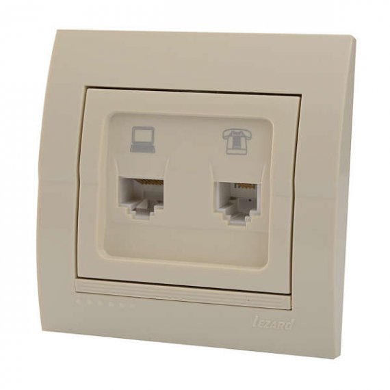 Фотография товара 'Lezard DERIY Розетка компьютер+телефон, 702-0303-143'