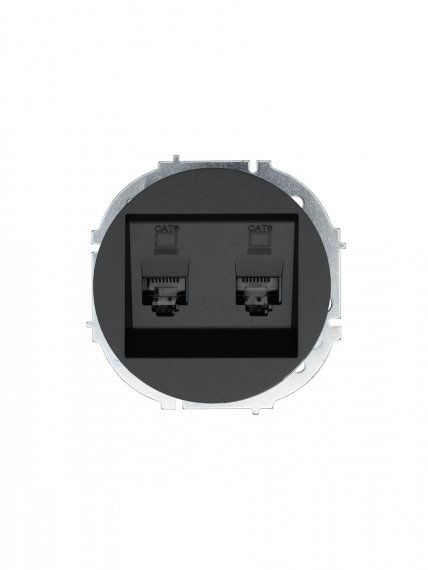 Фотография товара 'Lezard 743-4288-142 OSEN Розетка компьютерная двойная чёрный бархат с модулем Cat 6'