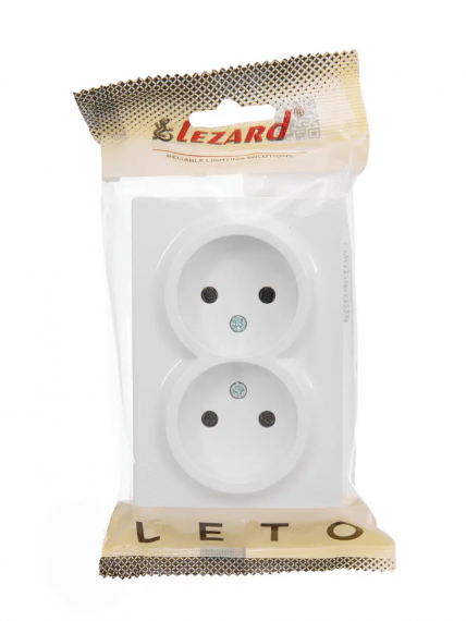 Фотография товара 'Lezard 752-0200-128B LETO Розетка двойная б/з закрытый корпус ПБТ'