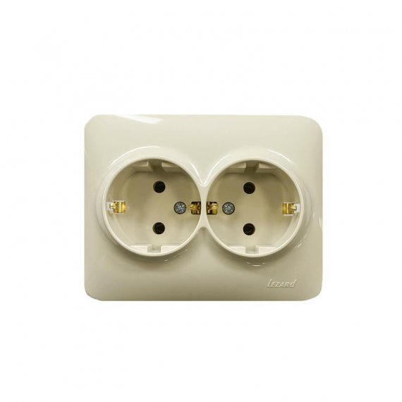 Фотография товара 'Lezard KARINA LIFE Розетка двойная с заземлением ПБТ, 708-0300-127B'