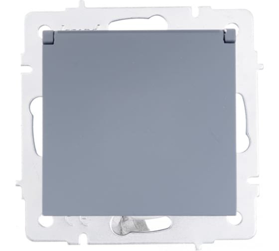 Фотография товара 'Lezard VESNA Розетка с заземлением с крышкой ПБТ, 742-3488-123B'