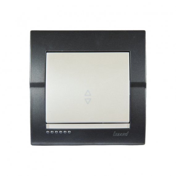 Фотография товара 'Lezard 702-2930-105 DERIY Выключатель проходной темно-серый и жемчужно-белый металлик'