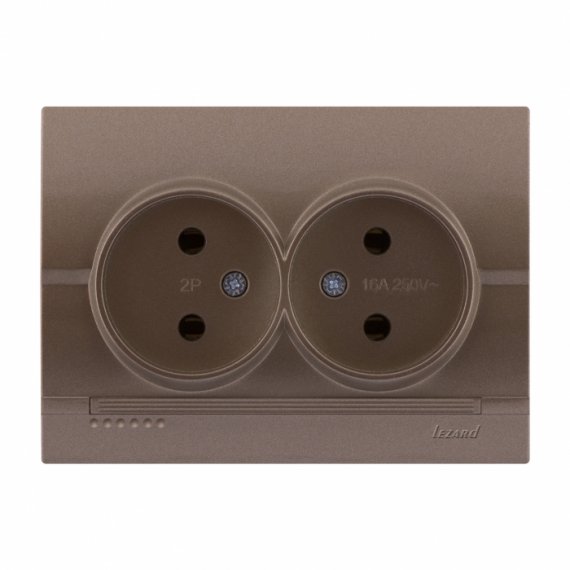Фотография товара 'Lezard 702-3131-128B DERIY Розетка двойная б/з светло-коричневая металлик'