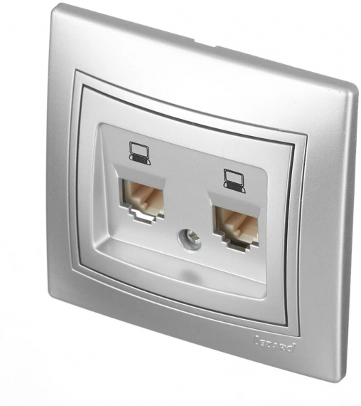 Фотография товара 'Lezard 701-1212-141 MIRA Розетка компьютерная двойная метал синий со вставкой'