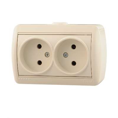 Фотография товара 'Lezard NATA Розетка двойная без заземления закрытый корпус керамика, 710-0300-128'