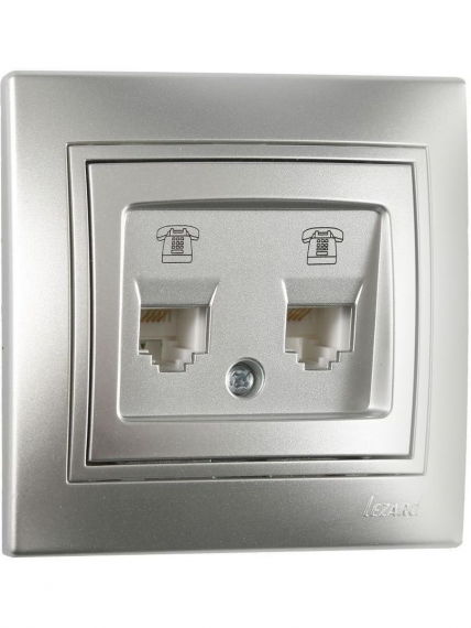 Фотография товара 'Lezard 701-1212-138 MIRA Розетка телефонная двойная евро метал синий со вставкой'