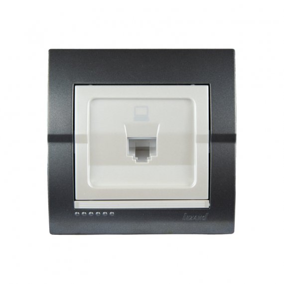 Фотография товара 'Lezard 702-2930-139 DERIY Розетка компьютерная темно-серая и жемчужно-белая металлик'