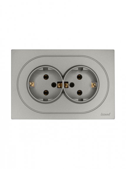 Фотография товара 'Lezard 743-7400-127B OSEN Розетка двойная с/з ПБТ серый матовый'