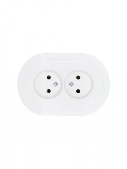 Фотография товара 'Lezard 744-0200-128B OSEN Розетка двойная б/з ПБТ белая круглая'