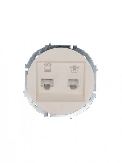 Фотография товара 'Lezard 743-9088-144 OSEN Розетка компьютер+телефон слоновая кость с модулем Cat 6'