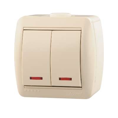 Фотография товара 'Lezard NATA Выключатель двойной с подсветкой, 710-0300-112'