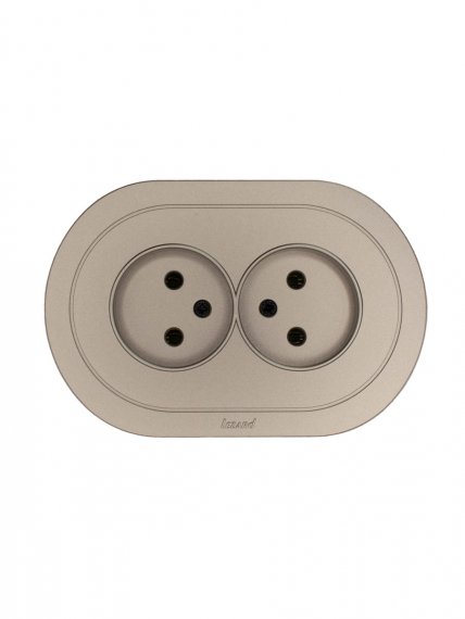 Фотография товара 'Lezard 744-3700-128B OSEN Розетка двойная б/з ПБТ титан круглая'