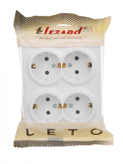 Фотография товара 'Lezard 752-0200-127BDP LETO Розетка четверная с/з закрытый корпус ПБТ'