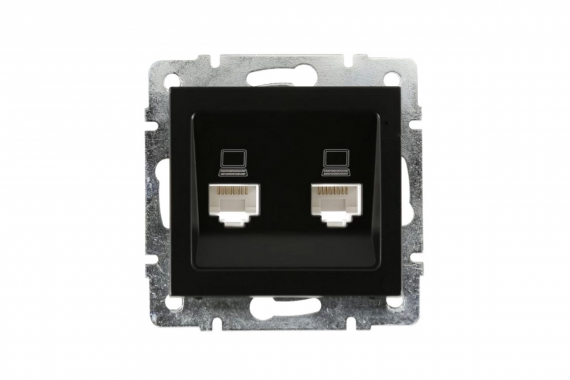 Фотография товара 'Lezard 703-4288-141 RAIN Розетка комп. 2-я цв. черный бархат'