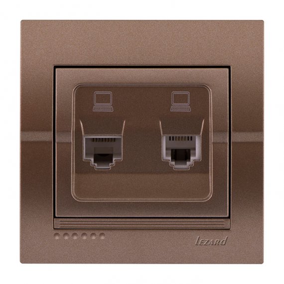 Фотография товара 'Lezard 702-3131-141 DERIY Розетка компьютерная двойная светло-коричневая металлик'