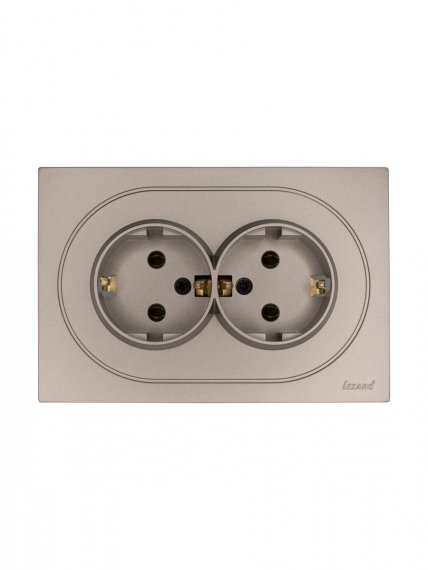 Фотография товара 'Lezard 743-3700-127B OSEN Розетка двойная с/з ПБТ титан'