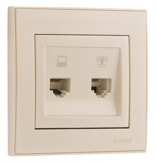 Фотография товара 'Lezard RAIN Розетка компьютер+телефон, 703-3030-143'