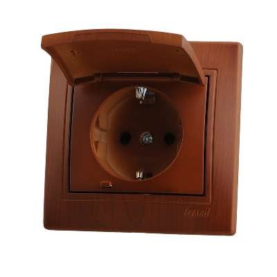 Фотография товара 'Lezard MIRA Розетка с заземлением с крышкой керамика, 701-0801-123'