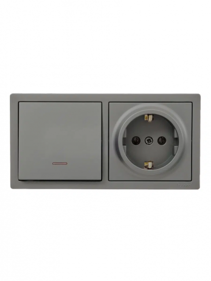 Фотография товара 'Lezard 752-3500-170BIP LETO Выключатель с подсветкой и розетка с/з'